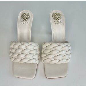Vince Camuto White Slide Sandals heels summer sexy